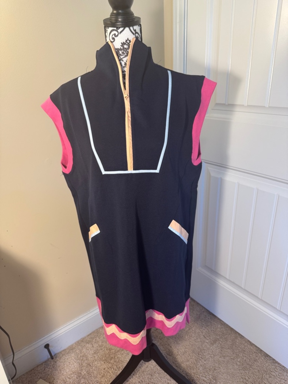 Simply Southern Sleeveless Navy Blue Zip-Up Golf, Tennis, Pickle Ball Dress NWT - Picture 3 of 9